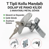 Mandallı Kollu T Tipli Dolap Çekmece Kilidi 2 Anahtarlı Metal Mobilya Elektrik Pano Kilidi 1 Adet thumbnail 1