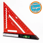 Alüminyum Üçgen Cetvel Marangoz Gönye Metal Gövde Açılı Ölçüm Ahşap Hassas Gönye 170 mm 17 cm - 1