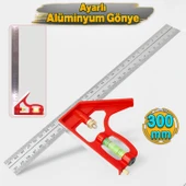 Ayarlı Alüminyum Marangoz Gönye Metal Gövde Açılı Ölçüm Cetveli İnşaat Hassas Gönye 300 mm 30 cm - 2