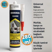 Universal Silikon  Genel Amaçlı 280 ml İç Dış Mekan Kapı Pencere Uygun Su Geçirmez Sızdırmazlık Beyaz thumbnail 1