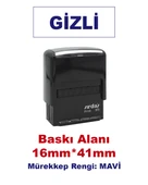 Gizli Kaşesi, 911 (41mmx16mm) Mavi Keçeli Otomatik Kaşe thumbnail 1