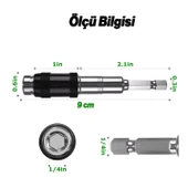 1 Adet Açılı Oynar Başlıklı Bits Uç 1/4" 90 mm Manyetik Mıknatıslı Matkap Uyumlu 20° Lokma Ucu - 2