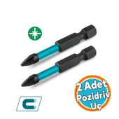 Mıknatıslı Bits Pz2 50 mm Vida Sökme 5 Cm Yıldız Matkap Vidalama Ucu S2 Çeliği Pozidriv Uç (2 Adet) thumbnail 1