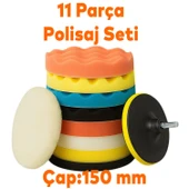 Polisaj Süngeri Seti Büyük Boy 11 Parça 150mm Matkap Uyumlu Oto Seramik Wax Pasta Cila Parlatma Pedi - 1
