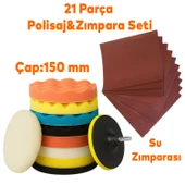 Polisaj Süngeri Seti Toplam 21 Parça Sulu Zımpara Parlatma Pedi Matkap Uyumlu Oto Pasta Cila 150 mm thumbnail 1