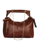 Zincir Askılı  Deri Çanta-Kahverengi - 1