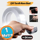 Şeffaf Çift Taraflı Nano Silikon Bant Güçlü Yapışkan 24 mm x 1 m Dayanıklı Kolay Yıkanabilir thumbnail 1