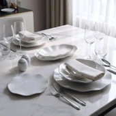 Güral Porselen Nesrin 52 Parça Gümüş Fileli Yemek Takımı - 1
