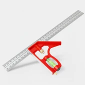 Ayarlı Alüminyum Marangoz Gönye Metal Gövde Açılı Ölçüm Cetveli İnşaat Hassas Gönye 300 mm 30 cm - 6