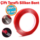 Çift Taraflı Silikon Bant Montaj Bandı Şeffaf 10 mm x 5 Metre Güçlü Çok Amaçlı Yapıştırıcı 1 Adet thumbnail 1
