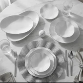 Güral Porselen Nesrin 52 Parça Gümüş Fileli Yemek Takımı - 2