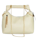 Zincir Askılı Deri Çanta-KREM - 1