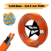 %100 Bakır Çok Telli 3x2.5 mm (20 Metre) Elektrik Kablosu Turuncu Elektrikli Araç Şarj Uygun Uyumlu - 3