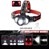 Kafa Lambası Şarjlı Type-c Şarj Beyaz Işık Kırmızı Sos Işık Su Geçirmez 1800 mAh 800 Lümen thumbnail 3