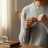 Dikdörtgen Çerçeveli Haç Çelik Kolye Ucu thumbnail 3