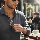 Büyük Aslan Başı Çelik Kolye Ucu thumbnail 2