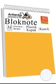 Telli Masaüstü Not Defteri Kareli A4 1 Adet Masa Üstü Plastik Kapaklı Spiralli Bloknot Blocknote 80 Yaprak Okul Ofis - 11