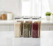 Geseus Uzun Kare Hava Geçirmez Erzak Saklama Kabı 6 Adet 3100 ML thumbnail 1