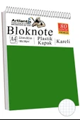 Telli Masaüstü Not Defteri Kareli A4 1 Adet Masa Üstü Plastik Kapaklı Spiralli Bloknot Blocknote 80 Yaprak Okul Ofis - 12