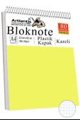 Telli Masaüstü Not Defteri Kareli A4 1 Adet Masa Üstü Plastik Kapaklı Spiralli Bloknot Blocknote 80 Yaprak Okul Ofis - 9