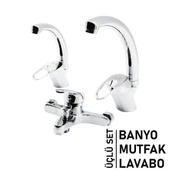 3LÜ SET   BANYO - EVYE MUTFAK - LAVABO   AÇ KAPA  MİX BATARYA MUSLUK (5284) thumbnail 2