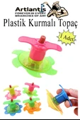 Plastik Topaç 1 Adet Plastik Kurmalı Topaç Dönen Topaç Hediye Çocuk Oyuncak Okul Sınıf Karne Hediyesi - 1