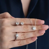 Vaoov 925 Ayar Gümüş Rodyumlu 3lü Tektaş Set thumbnail 2