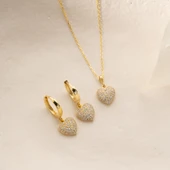 Vaoov 925 Ayar Gümüş 2li Taşlı Kalp Set thumbnail 5