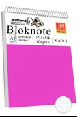 Telli Masaüstü Not Defteri Kareli A4 1 Adet Masa Üstü Plastik Kapaklı Spiralli Bloknot Blocknote 80 Yaprak Okul Ofis - 8
