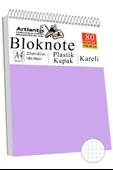 Telli Masaüstü Not Defteri Kareli A4 1 Adet Masa Üstü Plastik Kapaklı Spiralli Bloknot Blocknote 80 Yaprak Okul Ofis - 5