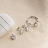 Vaoov 925 Ayar Gümüş Rodyumlu 3lü Tektaş Set thumbnail 5