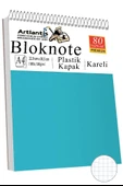 Telli Masaüstü Not Defteri Kareli A4 1 Adet Masa Üstü Plastik Kapaklı Spiralli Bloknot Blocknote 80 Yaprak Okul Ofis - 1