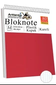 Telli Masaüstü Not Defteri Kareli A4 1 Adet Masa Üstü Plastik Kapaklı Spiralli Bloknot Blocknote 80 Yaprak Okul Ofis - 3