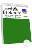 Telli Masaüstü Not Defteri Kareli A5 Orta Boy 1 Adet Masa Üstü Plastik Kapaklı Spiralli Bloknot Blocknote 80 Yaprak Büro - 11