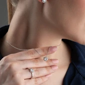 Vaoov 925 Ayar Gümüş Rodyumlu 3lü Tektaş Set thumbnail 4