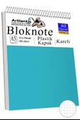 Telli Masaüstü Not Defteri Kareli A5 Orta Boy 1 Adet Masa Üstü Plastik Kapaklı Spiralli Bloknot Blocknote 80 Yaprak Büro - 1