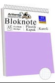 Telli Masaüstü Not Defteri Kareli A5 Orta Boy 1 Adet Masa Üstü Plastik Kapaklı Spiralli Bloknot Blocknote 80 Yaprak Büro - 5