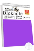 Telli Masaüstü Not Defteri Kareli A4 1 Adet Masa Üstü Plastik Kapaklı Spiralli Bloknot Blocknote 80 Yaprak Okul Ofis - 7