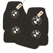 Antrasit Renk BMW Logolu 5 Parça Oto Halı Paspas Seti Su Geçirmez, Kaymaz, Araca Uygun Kesim, Kolay Temizlenir - 1