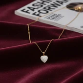 925 Ayar Gümüş Taşlı Bombeli Kalp Kolye thumbnail 3