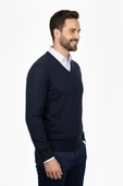 Erkek V Yaka Triko Kazak Çelik Örgü Klasik Kalıp 4241D BGL-ST04849 thumbnail 9