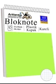 Telli Masaüstü Not Defteri Kareli A5 Orta Boy 1 Adet Masa Üstü Plastik Kapaklı Spiralli Bloknot Blocknote 80 Yaprak Büro - 2
