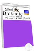 Telli Masaüstü Not Defteri Kareli A5 Orta Boy 1 Adet Masa Üstü Plastik Kapaklı Spiralli Bloknot Blocknote 80 Yaprak Büro - 7