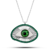 Gümüş Zümrüt Göz Koruyucu Kadın Kolye - 2