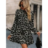 Lucky Life Kadın Uzun Kollu Yakadan Bağlamalı Beli Lastikli şardonlu Dalgıç Elbise - 9