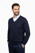 Erkek V Yaka Triko Kazak Çelik Örgü Klasik Kalıp 4241D BGL-ST04849 thumbnail 6