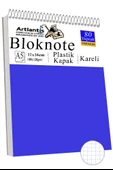 Telli Masaüstü Not Defteri Kareli A5 Orta Boy 1 Adet Masa Üstü Plastik Kapaklı Spiralli Bloknot Blocknote 80 Yaprak Büro - 6