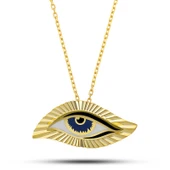 Gümüş Gold Gecenin Gözü Kadın Kolye - 1