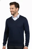 Erkek V Yaka Triko Kazak Çelik Örgü Klasik Kalıp 4241D BGL-ST04849 thumbnail 3