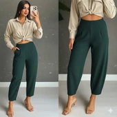 Kadın Yüksek Bel Krep Pantolon thumbnail 5